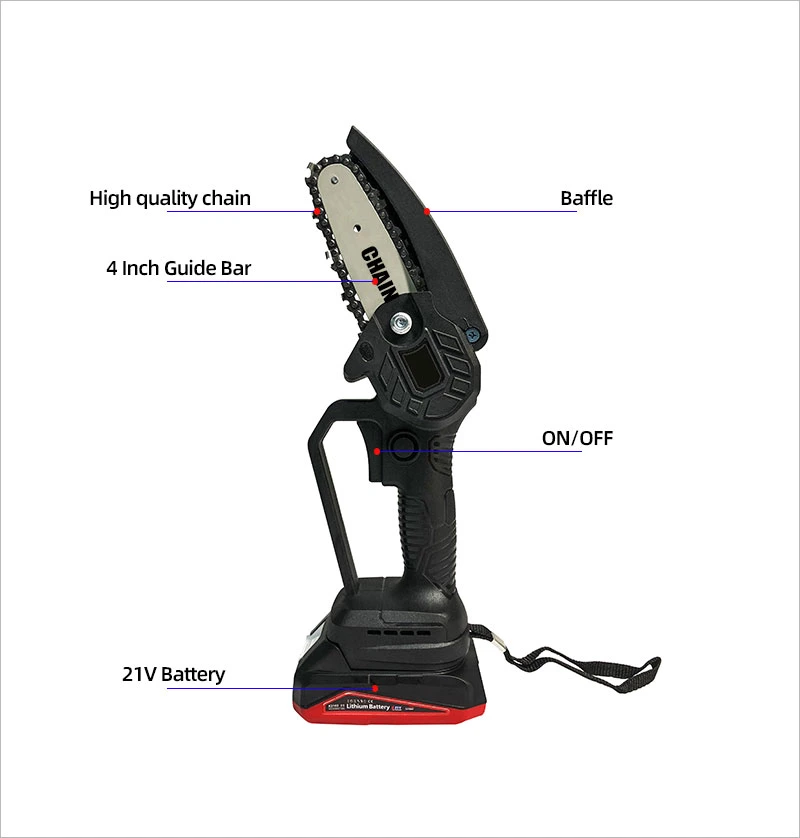 4 Inch Cordless Lithium Battery Mini Electric Chain Saw for Cutting Wood